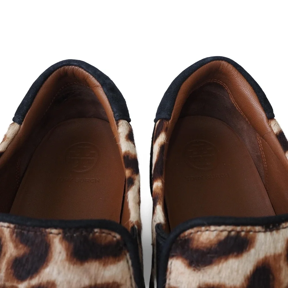 Tory Burch Leopard Print Calf Hair Slip-on Sneakers Womens 8.5M Skater Shoes‎